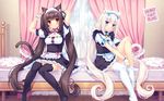  animal_ears chocolat maid neko_para nekomimi sayori tail thighhighs undressing vanilla waitress wallpaper 