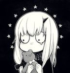  fate/grand_order fate_(series) greyscale horn lavinia_whateley_(fate/grand_order) long_hair monochrome piroya_(shabushabu) solo star stuffed_animal stuffed_toy teardrop teddy_bear 