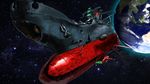  anchor antennae commentary_request damaged earth energy_cannon highres oldschool photo_background planet plc realistic science_fiction sketch space space_craft star_(sky) turret uchuu_senkan_yamato yamato_(uchuu_senkan_yamato) 