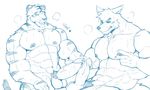  balls barazoku blush canine duo facial_hair feline frottage looking_pleasured male male/male mammal muscular nipple_play penis precum pubes sex signature simple_background tiger white_background wolf zupat 