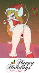  2017 anthro bedroom_eyes blonde_hair blue_eyes blush boots bottomless breasts butt candy candy_cane chip_&#039;n_dale_rescue_rangers christmas clitoris clothed clothing digital_media_(artwork) disney female food footwear gadget_hackwrench gela-g-i-s-gela hair half-closed_eyes hat holidays holly_(plant) leaning leaning_forward long_hair long_tail looking_back mammal mouse nipples plant pose presenting presenting_hindquarters presenting_pussy pussy rear_view rodent seductive simple_background solo 