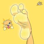  anthro blonde_hair blue_eyes brandy_and_mr._whiskers brandy_harrington canine disney dog feet female foot_focus hair lazzylad mammal soles solo sweat toes tongue 
