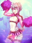  2017 absurd_res anthro balls cheer cheerleader clothed clothing digital_drawing_(artwork) digital_media_(artwork) enjoipandas feline fur garter_straps girly hair hi_res ineffective_clothing inner_ear_fluff legwear looking_at_viewer male mammal miniskirt nipples no_underwear penis saber-toothed_cat skimpy skirt solo stockings thigh_highs 