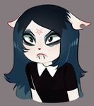  2017 angry anthro cat claire_(the_summoning) clothing digital_media_(artwork) dot_eyes dress eyeshadow fangs feline female frown fur hair leaning leaning_forward long_hair makeup mammal portrait smokyholes solo the_summoning white_fur 