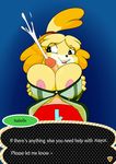  &lt;3 2017 animal_crossing anthro areola big_breasts breasts canine clothing cum digital_media_(artwork) dog female freepancakes hair isabelle_(animal_crossing) male male/female mammal nintendo open_mouth penis sex shih_tzu short_stack simple_background smile titfuck video_games 