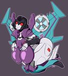  big_breasts bizarrejuju breasts butt hand_on_breast humanoid kneeling looking_at_viewer machine not_furry red_eyes robot slipstream sweat transformers 