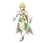  blonde_hair blush green_eyes leafa long_hair official_art ponytail sword sword_art_online warrior 