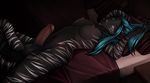  2017 anthro balls blue_hair breasts detailed_background dickgirl digital_media_(artwork) eyes_closed feline fur hair intersex mammal nipples penis robyn_paperdoll solo striped_fur stripes tiger 