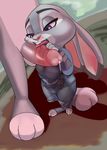  2017 anthro anthro_on_anthro big_penis bugs_bunny clothed clothing crossover disney duo erection faceless_male female female_focus half-closed_eyes hi_res humanoid_penis judy_hopps lagomorph larger_male licking looney_tunes male male/female mammal nude oral penis penis_lick precum rabbit saliva saran-rape sex size_difference smaller_female solo_focus tongue tongue_out warner_brothers zootopia 