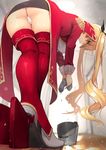  ass azur_lane black_ribbon black_skirt blonde_hair blurry body_mahattaya_ginga boots breasts bucket coat depth_of_field dripping epaulettes foreshortening from_behind grin hair_ribbon hallway indoors long_hair long_sleeves looking_at_viewer looking_back medium_breasts microskirt nelson_(azur_lane) open_clothes open_coat panties red_coat red_eyes red_footwear reflective_floor ribbon shiny shiny_hair skirt sleeve_cuffs smile solo standing teeth thigh_boots thighhighs thighs twintails underwear upskirt water white_panties 