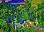  dusk flower forest isono_hiroo jungle palm_tree seiken_densetsu_3 square_enix traditional_media trees vines 