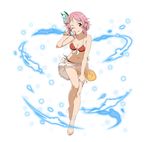  bikini blush lisbeth_(alo-sao) official_art pink_hair red_eyes short_hair smile sword_art_online wink 