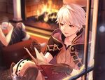  book cup fire_emblem fire_emblem:_kakusei fireplace holding holding_book indoors krom male_my_unit_(fire_emblem:_kakusei) multiple_boys my_unit_(fire_emblem:_kakusei) reading sitting smile tea teacup white_hair xin_(24914) 