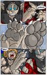  ! blue_eyes canine claws clothing comic duo ear_piercing facial_piercing feline female keanon_woods lion lip_piercing mammal nose_piercing pawpads paws piercing torn_clothing transformation were werelion werewolf wolf 