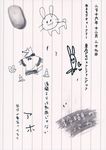  bamboo_shoot brooch bunny comic doodle dress eraser grey_hair highres imaizumi_kagerou imaizumi_kagerou_(wolf) jewelry lined_paper monochrome shikushiku_(amamori_weekly) touhou translated werewolf 