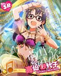  bikini black_hair blush card_(medium) character_name dancer happy idolmaster idolmaster_million_live! long_hair red_eyes takayama_sayoko twintails veil 