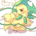  bayleef blush dayan female masturbation nintendo pok&eacute;mon pok&eacute;mon_(species) pussy pussy_juice red_eyes simple_background solo video_games vines white_background 