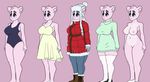  2017 anthro bear big_breasts blue_eyes boots breasts clothed clothing coat dress female footwear fur hat jacket jeans legwear lilly lineup mammal nipples nude pants pink_fur pussy silverboltbw smile stockings sundress sweater_dress swimsuit thick_thighs voluptuous wide_hips 