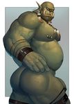  2017 belly biceps bracelet butt dsharp_k ear_piercing facial_piercing flaccid green_eyes green_skin humanoid invalid_tag jewelry looking_at_viewer male musclechub musclegut muscular necklace nipple_piercing nipples nose_piercing not_furry orc pecs penis piercing presenting scar simple_background solo tusks 