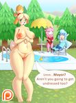  2017 alpaca angry animal_crossing anthro areola big_breasts breasts bulge camelid canine caprine clothed clothing cyrus_(animal_crossing) dog english_text erection erection_under_clothes eyewear female fur green_eyes hair isabelle_(animal_crossing) lysergide mammal nintendo nude open_mouth pussy reese_(animal_crossing) rolling_pin rubber_duck sheep shih_tzu shorts smile speech_bubble swimming_pool swimsuit text topless video_games water 