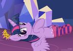  2017 clothing crown crystals cute cutie_mark equine eyelashes feathered_wings feathers female friendship_is_magic hair hi_res horn inside legwear looking_at_viewer lying mammal multicolored_hair my_little_pony on_back purple_eyes royalty shutterflyeqd smile socks solo spread_wings striped_legwear striped_socks stripes twilight_sparkle_(mlp) winged_unicorn wings 