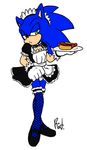  2009 aoi_no_harinezumi blush chili_dog clothed clothing crossdressing fishnet footwear gloves green_eyes legwear maid_uniform panties shoes sonic_(series) sonic_the_hedgehog stockings underwear uniform 