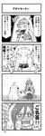  4koma :d ahoge blush bow bowtie capelet comic commentary_request crossed_arms detective greyscale hair_bow hair_ribbon hat highres holding horns kantai_collection kiyoshimo_(kantai_collection) kurogane_gin long_hair low_twintails mittens monochrome northern_ocean_hime open_mouth pipe pleated_skirt pointing ribbon school_uniform sherlock_holmes shinkaisei-kan skirt smile the_adventures_of_sherlock_holmes translated twintails v-shaped_eyebrows 