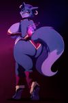  2017 anthro big_breasts big_butt biped breasts butt cat clothed clothing crystal_ball digital_media_(artwork) ear_piercing feline female fur hands_behind_back huge_breasts huge_butt looking_at_viewer looking_back mammal ms._fortune_(toonstruck) open_mouth piercing purple_fur riendonut skimpy slightly_chubby smile solo standing thick_thighs toonstruck voluptuous wide_hips yellow_eyes 