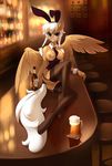  2017 5_fingers anthro blue_eyes breasts clothed clothing detailed_background digital_media_(artwork) equine fan_character feathered_wings feathers female hair hooves mammal my_little_pony nipples pegasus pussy smile solo tomatocoup white_hair wings 