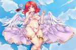  angel_wings bow bowtie bra breasts breath cameltoe cellphone clenched_hand cloud commentary_request day feathered_wings flower frilled_bra frills hair_ornament hand_on_own_chest jewelry love_live! love_live!_school_idol_project medium_breasts midriff navel nishikino_maki open_clothes open_skirt panties phone purple_eyes pussy_juice_stain red_hair ribbon rose shirt_lift skirt sleeveless smartphone smile solo striped striped_neckwear thigh_bow thigh_ribbon underwear vibrator vibrator_under_clothes vibrator_under_panties white_wings windart wings wrist_ribbon x_hair_ornament 