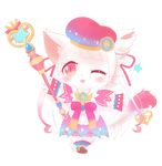  1girl artist_request boots cat cat_busters furry long_hair one_eye_closed pink_eyes solo white_hair 