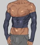  good_breasts_day grey_background hand_in_pocket head_out_of_frame kimidake male_focus nipples original pants pectorals simple_background solo sweatpants tan upper_body 