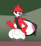  2017 anthro areola avian ber00 big_breasts big_butt bird breasts butt cartoon_network clothing female hi_res huge_breasts hyper hyper_breasts margaret nipples red-breasted_robin regular_show robin shorts side_boob 