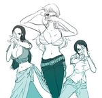  3girls cleavage multiple_girls nami_(one_piece) nico_robin one_piece smile tashigi 