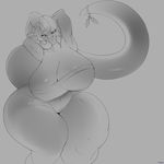  anthro big_breasts breasts christmas cleavage clothed clothing female greyscale hair hat holidays huge_breasts lizard mistletoe monochrome plant reptile santa_hat scalie smile thick_thighs tinder wide_hips 
