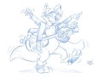  6_arms anthro canine cooner dancing fox guitar mammal multi_arm multi_limb multifur musical_instrument solo theotherrickfox 