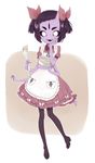  1girl apron dress extra_arms extra_eyes fangs high_heel_boots monster_girl muffet purple_skin solo spider spider_girl thigh_boots twintails undertale 