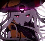  abigail_williams_(fate/grand_order) black_bow blonde_hair bow closed_mouth expressionless face facial_mark fate/grand_order fate_(series) forehead_mark glowing glowing_eye hat hiiragi_fuyuki keyhole long_hair looking_at_viewer orange_bow red_eyes solo third_eye 