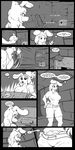  animate_inanimate anthro belt big_breasts breasts cargo_shorts clothed clothing comic digital_media_(artwork) dungeon ear_piercing lagomorph lagotrope living_clothes mammal monochrome piercing rabbit shirt skimpy speech_bubble t-shirt tagme text thick_thighs thought_bubble treasure_chest utility_belt 