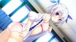  ano_harewataru_sora_yori_takaku bra chiri_(atlanta) chuablesoft game_cg gray_hair panties purple_eyes reimei_kaho see_through short_hair underwear undressing 