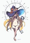  abigail_williams_(fate/grand_order) absurdres black_bow black_hat blonde_hair bow fate/grand_order fate_(series) full_body hair_bow hat highres key keyhole kobo_(cobo_0609) long_hair looking_at_viewer navel orange_bow red_eyes single_thighhigh sketch solo stuffed_animal stuffed_toy teddy_bear thighhighs witch_hat 
