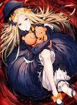  :o abigail_williams_(fate/grand_order) bangs black_bow black_dress black_footwear black_hat blonde_hair bloomers blue_eyes bow bug butterfly commentary_request dress eyebrows_visible_through_hair fate/grand_order fate_(series) hair_bow hat highres hizuki_miya insect long_hair long_sleeves looking_at_viewer lying object_hug on_back orange_bow parted_bangs parted_lips polka_dot polka_dot_bow rope shoes sleeves_past_wrists solo stuffed_animal stuffed_toy teddy_bear underwear very_long_hair white_bloomers 