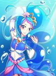  ahoge blue_eyes blue_hair blush cure_mermaid dress long_hair magical_girl ponytail smiel 