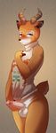  animal_crossing antelope balls beau_(animal_crossing) bottomless clothed clothing erection girly humanoid_penis male mammal munks_(artist) nintendo penis solo video_games 