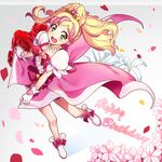  blonde_hair blue_eyes blush boots cure_flora dress gloves long_hair magical_girls ribbon smile 