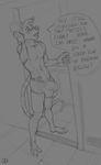  anthro beverage big_penis bulge clothing dialogue english_text greyscale male mammal monochrome mouse open_mouth penis penis_through_leghole phone poking_out rodent sketch smile solo spiritraptor standing text underwear 