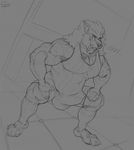  anthro bulge canine clothing crouching erection erection_under_clothes male mammal muscular muscular_male penis_shaped_bulge solo spiritraptor wrestling_outfit 