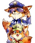  2017 anthro canine clothed clothing disney eyewear fox fur green_eyes hat m_km_d male mammal nick_wilde police_uniform simple_background sunglasses text uniform white_background zootopia 