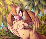  2019 anthro areola avian beak breasts digital_media_(artwork) feathered_wings feathers female furkinghell hi_res navel nintendo nipples non-mammal_breasts open_beak open_mouth pidgey pok&eacute;mon pok&eacute;mon_(species) pok&eacute;morph signature solo video_games wings 