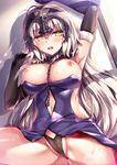  arm_up blush breasts cameltoe fate/grand_order fate_(series) fukase_ayaka jeanne_d'arc_(alter)_(fate) jeanne_d'arc_(fate)_(all) large_breasts long_hair nipples open_mouth panties pussy_juice underwear wet wet_clothes wet_panties 